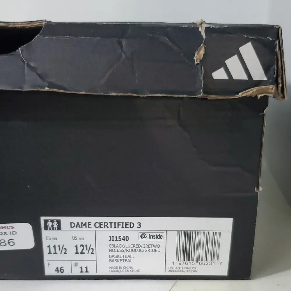 Adidas Dame Certified 3 Black Red Basketball Shoes Men’s 11.5 NIB